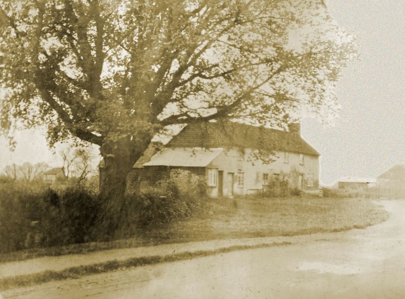 Queens Corner with the Blacksmith's shop on the corner of Upland Road and Kingsland Road on the far right. Taken before Upland House (1905) and the Fountain Hotel were built. The cottages later became known as Fountain Cottages.

Photo from Douglas Cooke. 
Cat1 Mersea-->Road Scenes